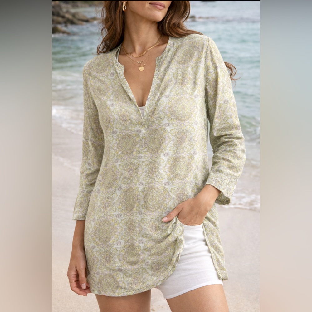 J Crew Paisley Medallion Green Women’s Tunic Size Medium
